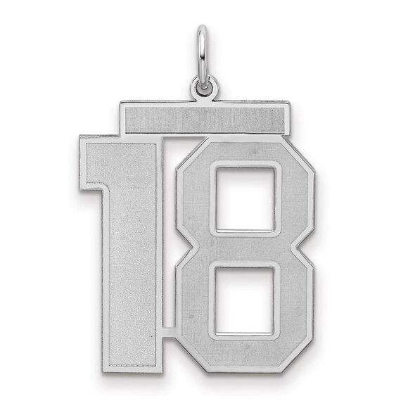 Sterling Silver Jersey Collection Large Number 18 Pendant